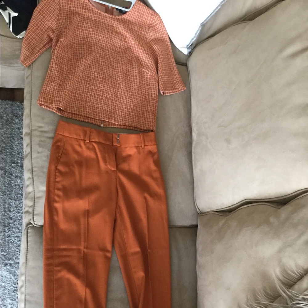 Theory muted orange pant suit